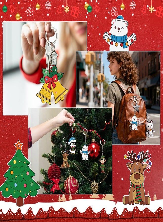 Bafeil 36 Pcs Christmas Wood Craft Kits Color Your Own Keychains DIY Unfinished Wooden Blank Keychains Paint Craft for Christmas School Classroom Home Active Party Favors Decor Gifts - Image 5